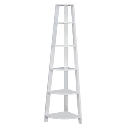 Monarch Specialties Bookshelf, Bookcase, Etagere, Corner, 5 Tier, 72"H, Office, Bedroom, Laminate, White, Contemporary I 2496